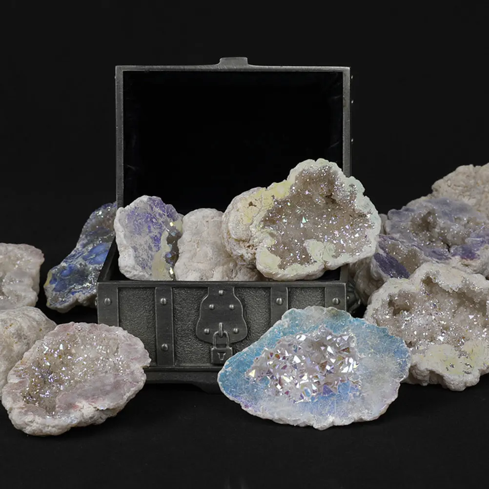 Agate Crystal Geode For Office Desk Decoration Christmas Table Decor Druzy Hollow Amethyst Cluster Exquisite Desktop