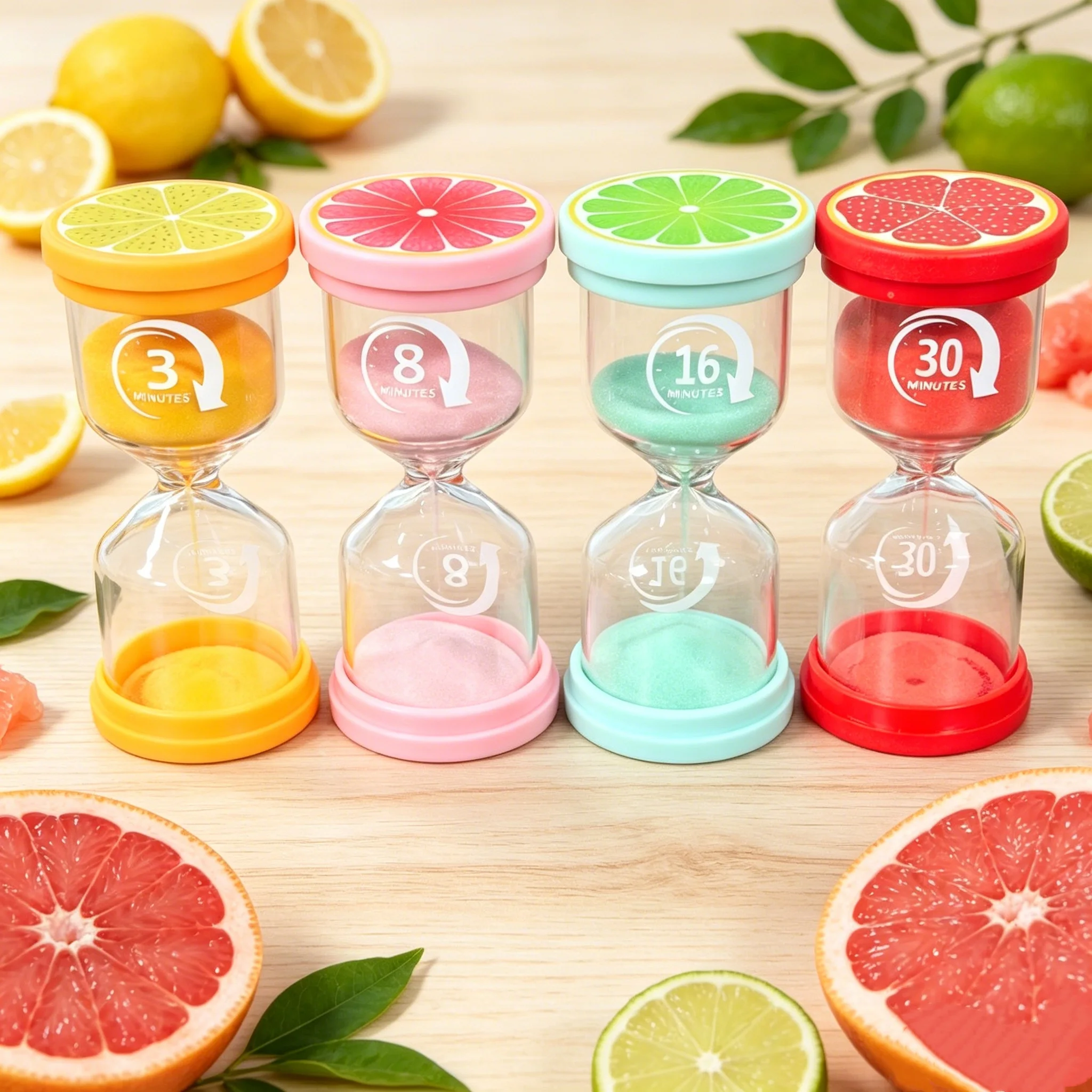 Fruit Design Hourglass Timer - 3/8/16/30 Minutes Colorful Sand Clock, No Ticking, Perfect for Time Management, Home Decor & Gift