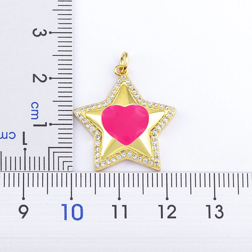 Nidin جديد عصري محظوظ شكل نجمة القلب نمط حلية قلادة قلادة للنساء الرجال 5 ألوان النحاس مايكرو مطعمة الزركون مجوهرات #2