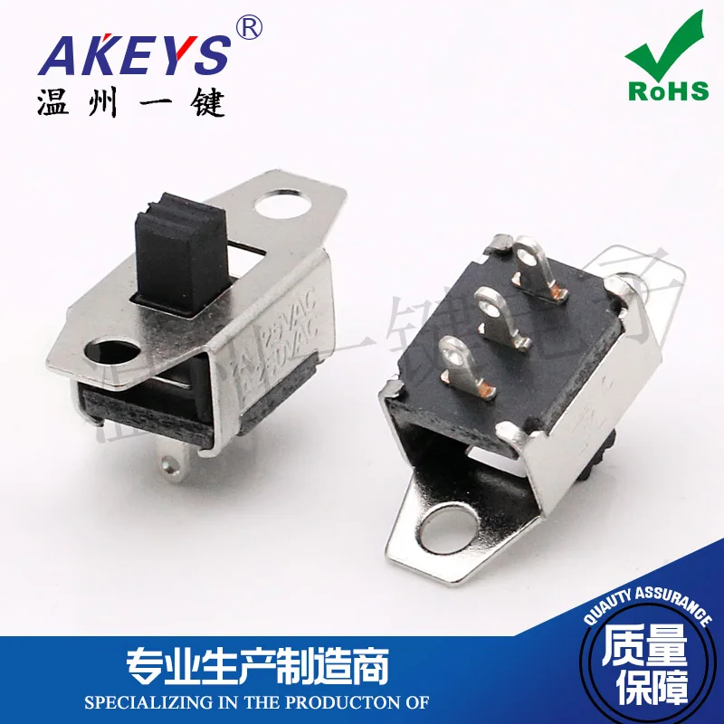 10Pcs SS-12E06 1P2T Handle Height 4/5mm 2-Gear 3-Pin Vertical Toggle Switch With Fixed Hole Sliding Switch