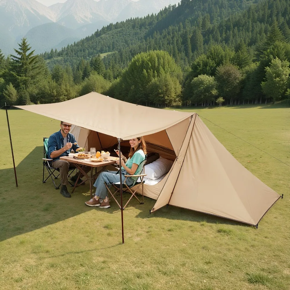 خيمة تخييم خفيفة الوزن مع مقبس وموقد وأعمدة لخيمة ساخنة لشخصين