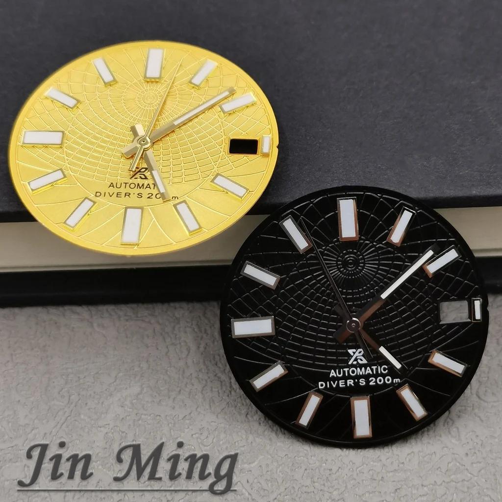 High Quality 28.5mm Silver Gold Black Blue Date Window Green Luminous Aseptic Dial Fit NH35 /NH36/4R/7S Automatic Movement