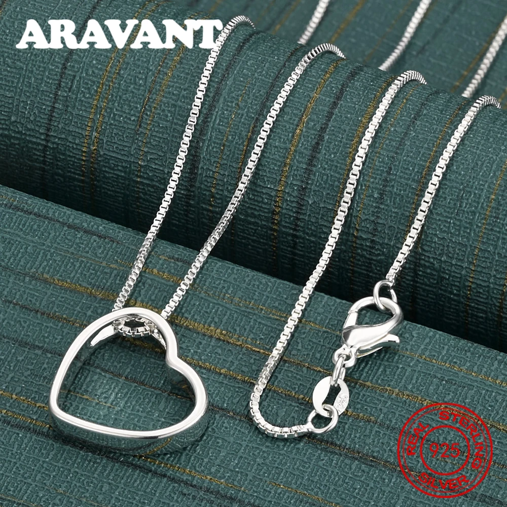 925 فضة القلب قلادة قلادة مربع سلسلة O سلسلة اكسسوارات المجوهرات #1