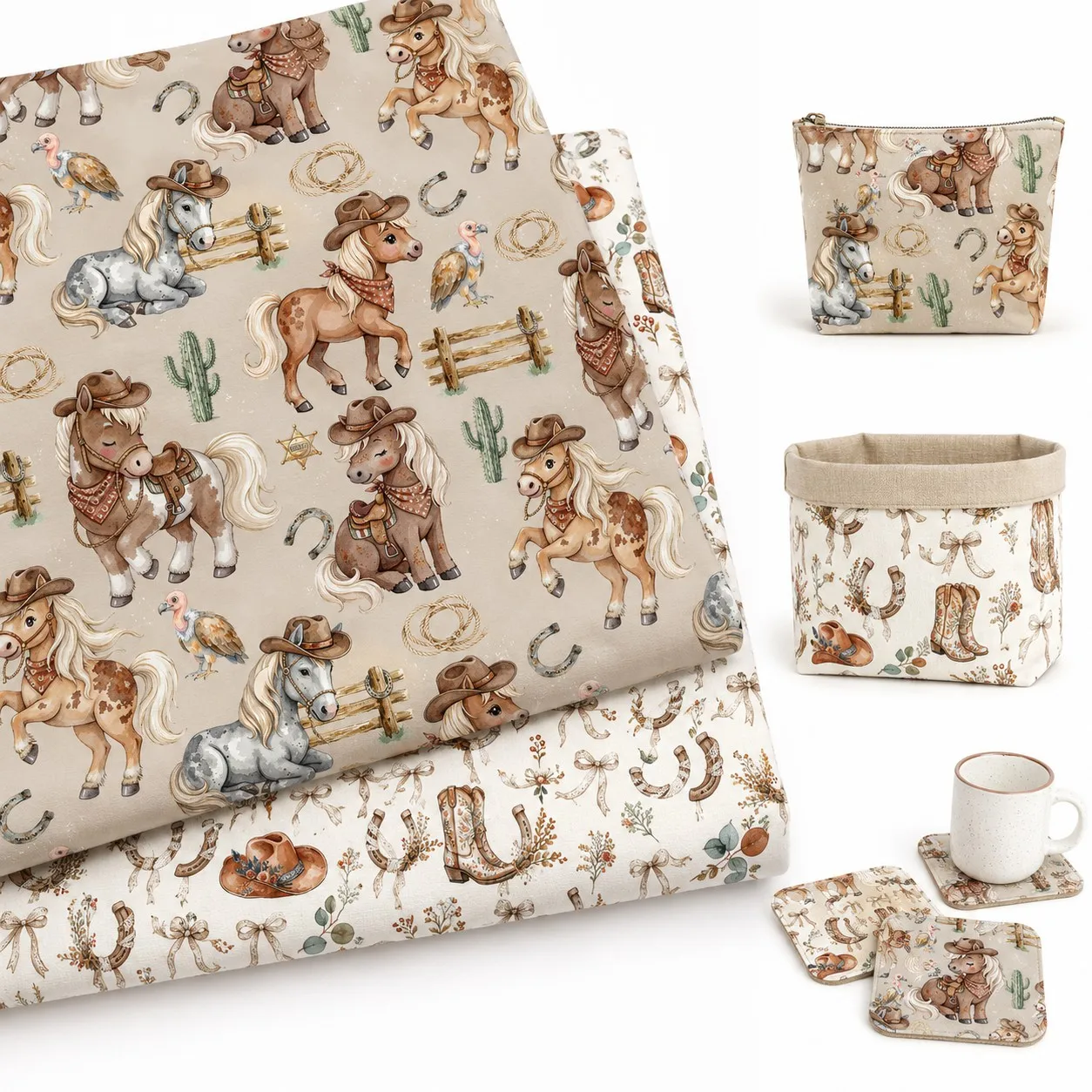 Pre-cut 1Pc Horse Boots Cap Print 100% Polyester Fabric, 19.68x57 Inches (50X145cm) Patchwork
