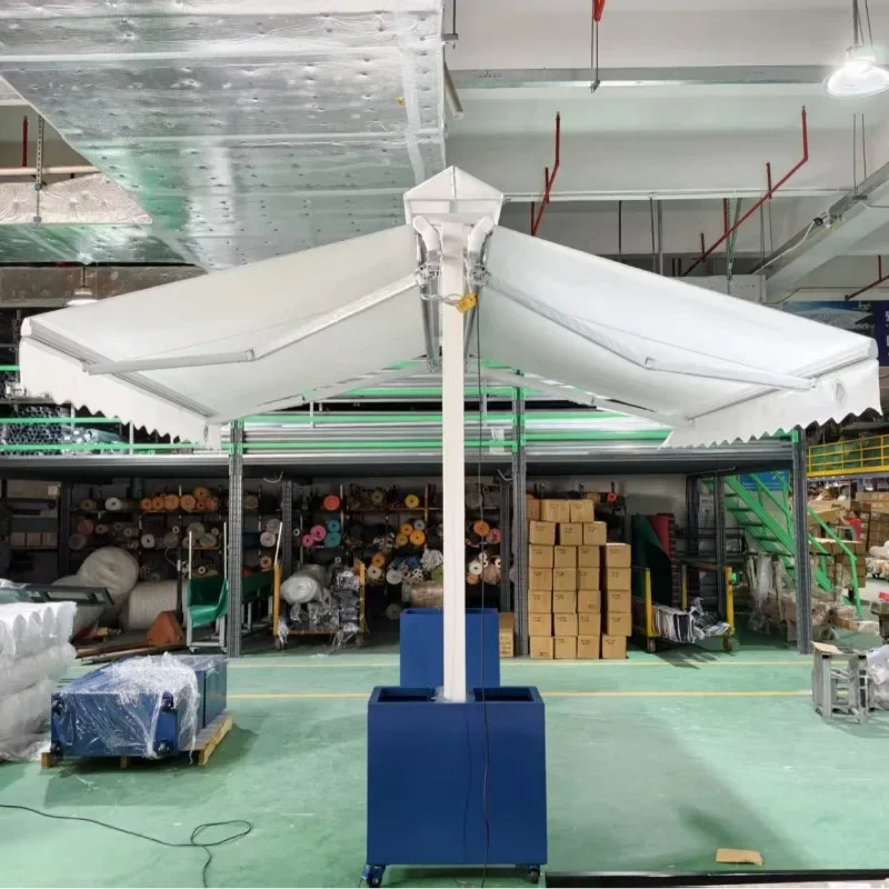 Outdoor double canopy with flower box removable, electric retractable awning