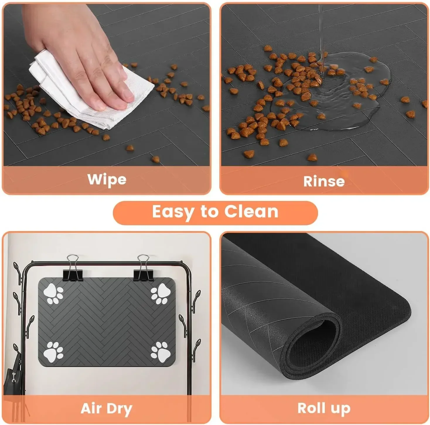 Pet Feeding Mat Absorbent Pets Placemat for Food and Water Bowl with Waterproof Rubber Backing Quick Dry Water Mat for Dog Cat