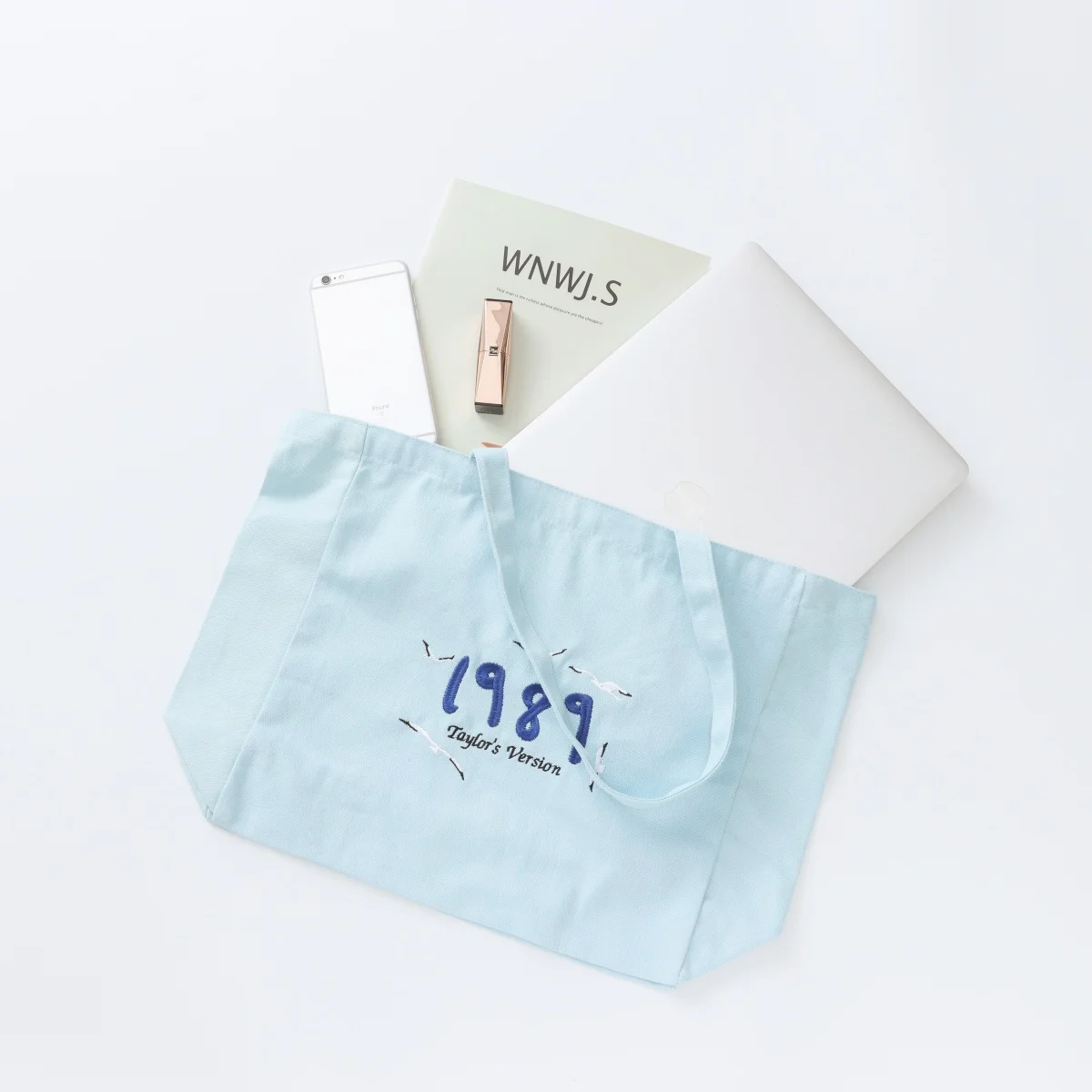 1989 Taylor\'s Version Letters Embroidered Retro Style Canvas Shopping Bags Large Capacity Cotton Reusable Shoulder Tote Bag