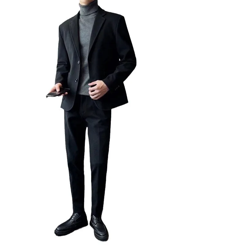 

3-E14 d Winter New Suit Middle-aged Men's Fashion Casual Suit Coat Single Coat Coat Design Sense Niche