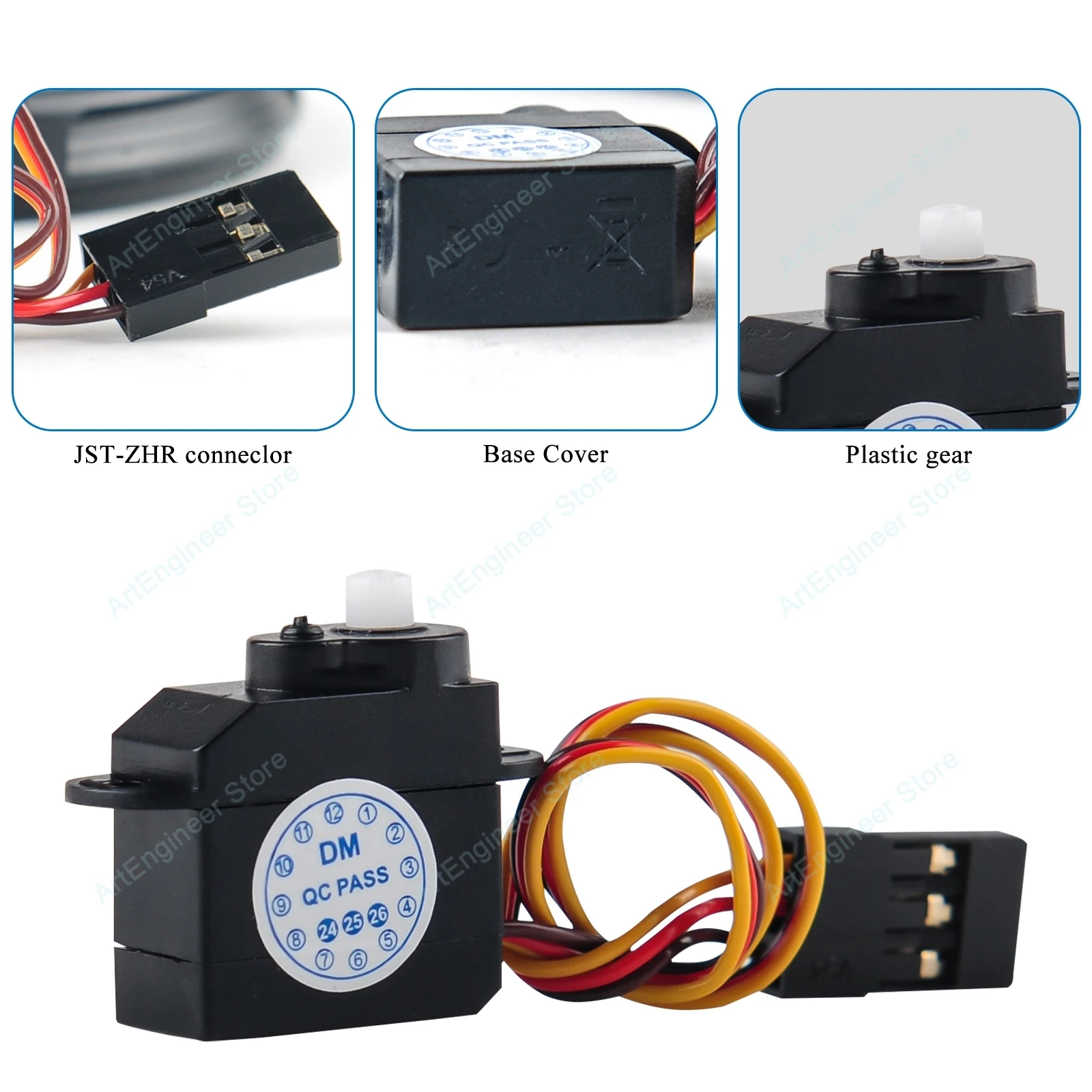 DM-S0020 Micro Servo 3.7V-5V 180° Mini Steering Gear with JR Connector for RC Drones Smart Cars Robot DIY Projects