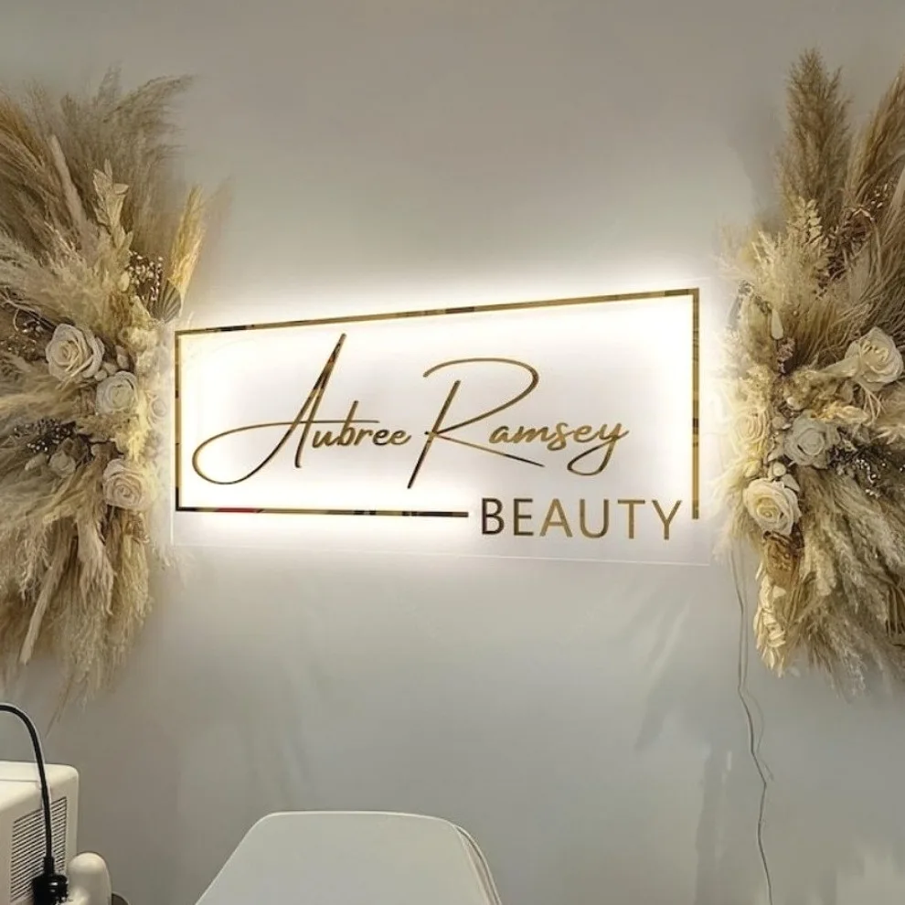 Rectangular Business Logo,Custom Acrylic Square Signs Company Name LED Neon Light Dropshipping Beauty Salon Nail Hair Studio