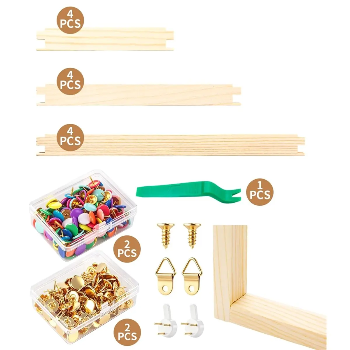 Suitable for Needlework, Wooden Canvas Stretcher with Tack Remover, Suitable for Embroidery Frameset with Handicrafts. A