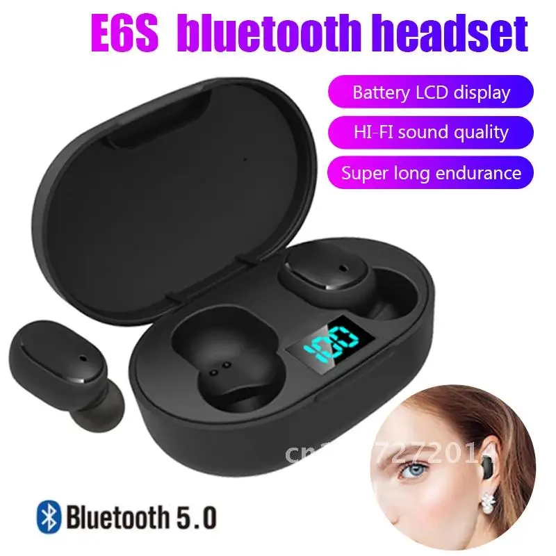 

Wireless Earphones Handsfree Waterproof Headset Mic Stereo Earbuds Sports True In-Ear Bluetooth 5.0 TWS E6S