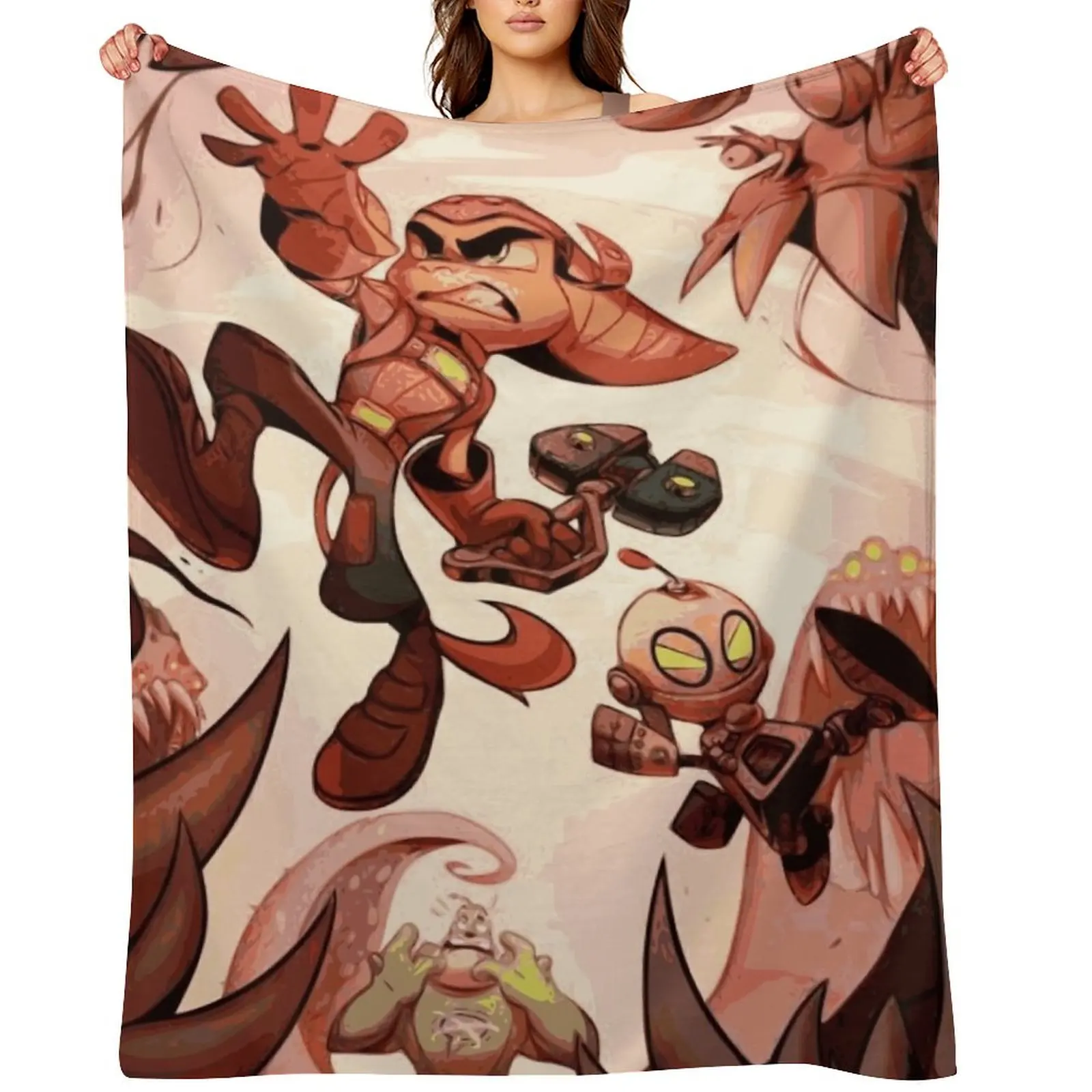 

Ratchet and Clank Ready to Fight Throw Blanket Stuffeds Baby wednesday Thin Blankets