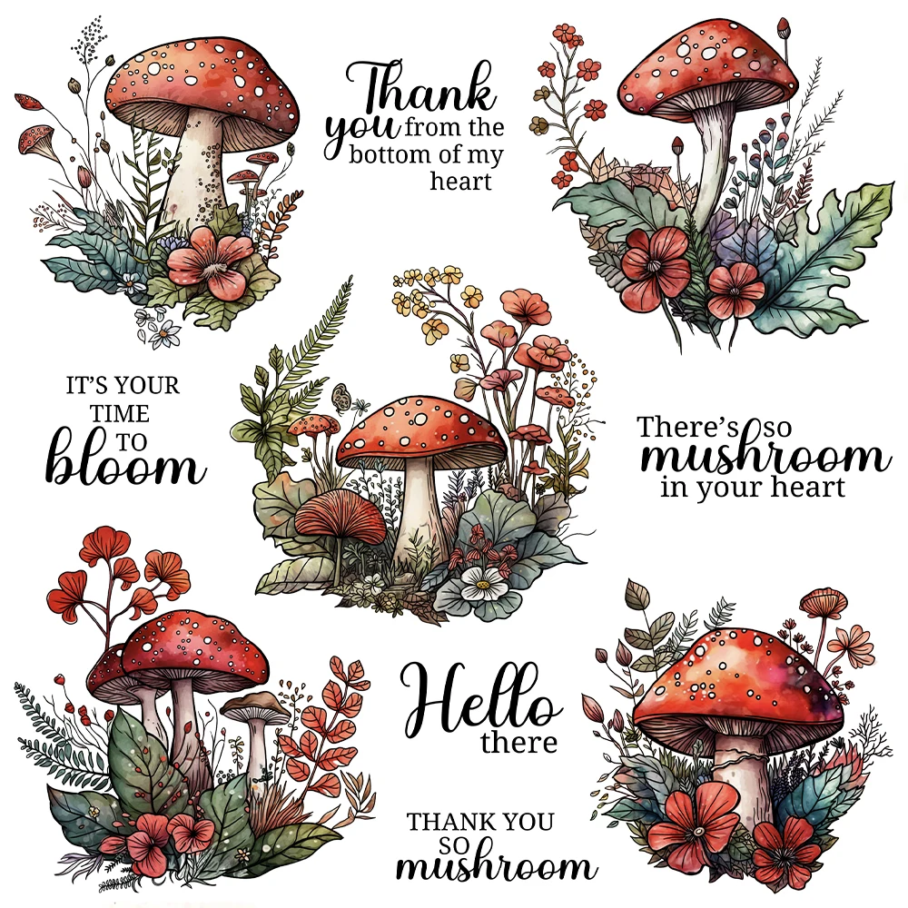 Mangocraft Autumn Days Nature Mushrooms Metal Cutting Dies Clear Stamp DIY Scrapbooking Dies Silicone Stamps For Cards Albums