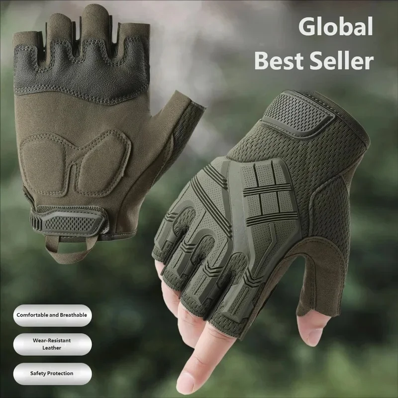 CHRLCK Men's Non-Slip Cycling Tactics Gloves Wear-resistant Motorcycle Gloves Anti-Scratch Riding Fishing Training Gloves