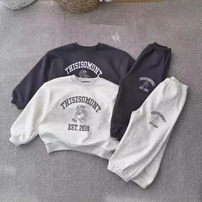 

Autumn New Children Long Sleeve Clothes Set Cartoon Print Boys Girls Sweatshirt + Pants 2pcs Suit Kids Casual Sports Outfits