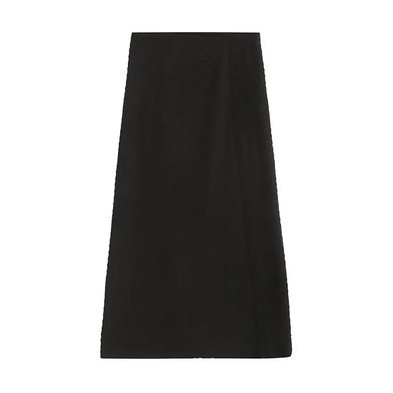 

Jenny&Dave French Elegant Office Ladies Skirt Women Black Midi Skirt Texture Retro Casual Straight High Waist