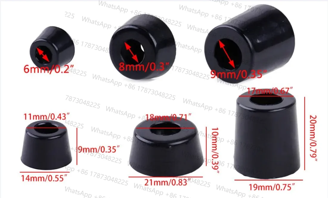 8pcs Black Speaker Cabinet Furniture Chair Table Box Conical Rubber Foot Pad Stand Shock Absorber S / M / L Skid Resistance