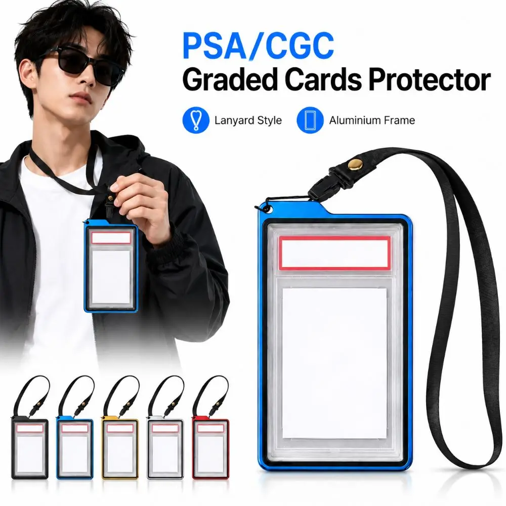 Защитный чехол для карт Lanyard Style 35PT / CGC с прозрачной алюминиевой рамкой, двусторонним стеклом и УФ-защитой