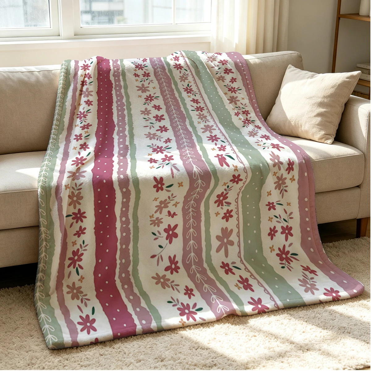 Gentle Flora Flannel Blanket Warm Soft Halloween Christmas Couch Warm Cozy Decorative Decor Gift for All Season