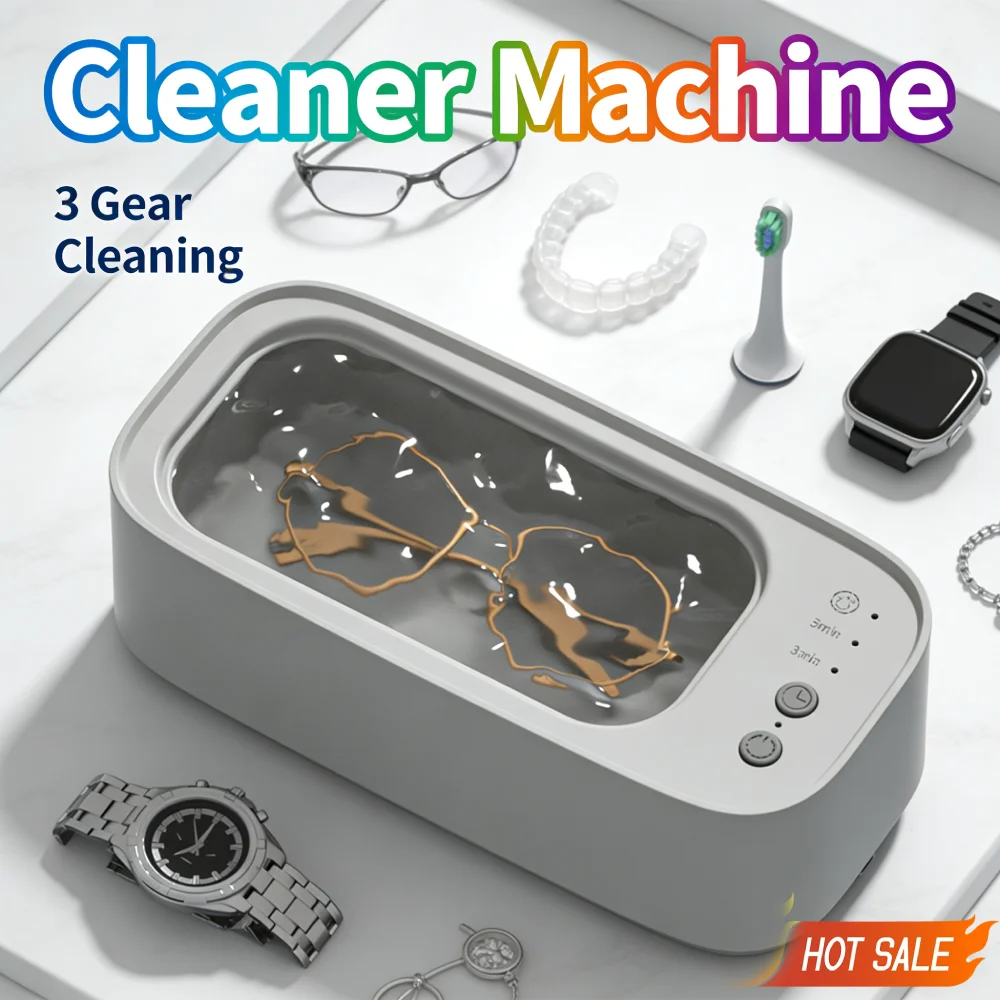 Ultrasonic High-frequency Vibration Cleaners 3 Gear 360 Degree Cleaning Machine Timing for Jewelry/Pacifier/Makeup Tool/Eyeglass