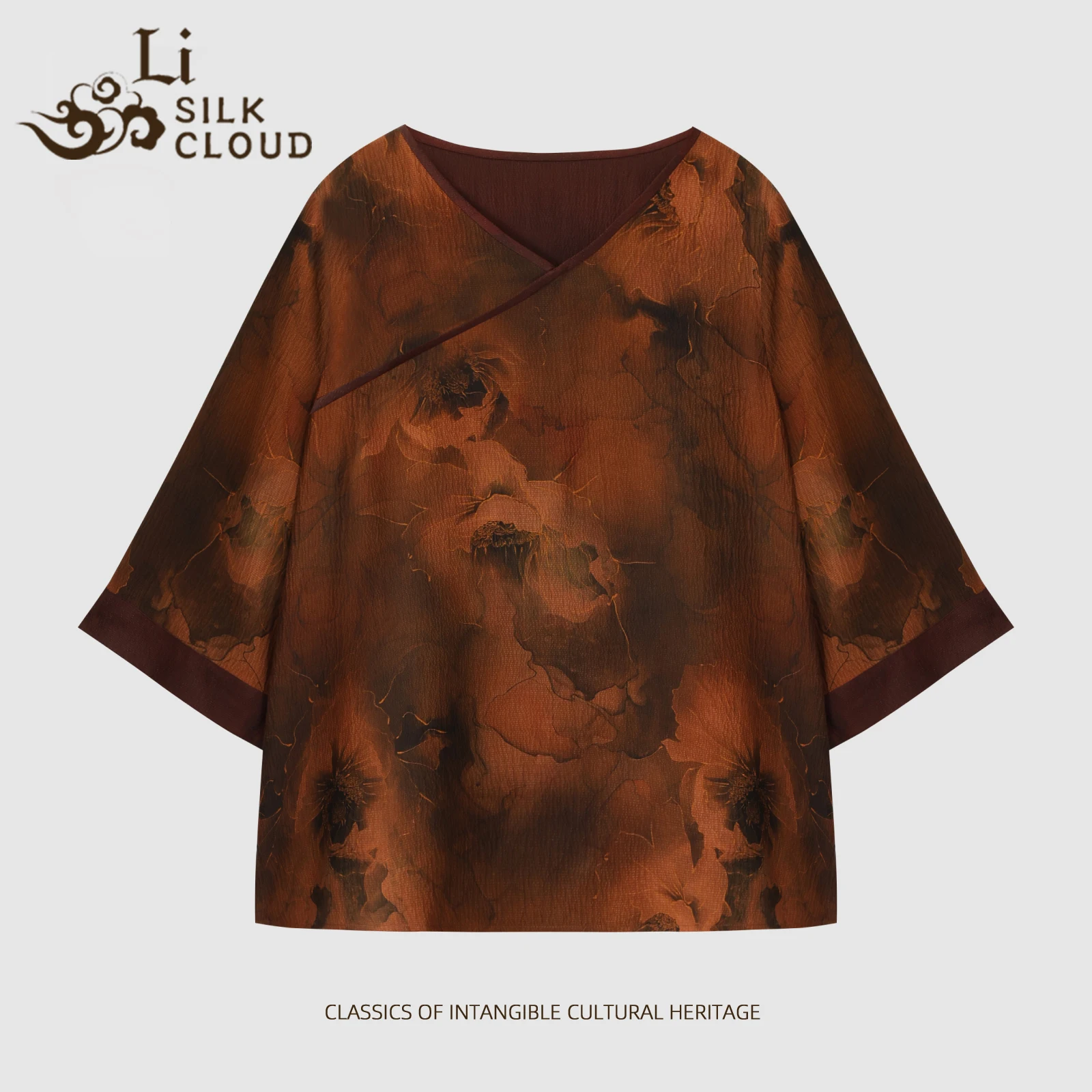 LI SILK CLOUD Premium Silk Xiangyunsha Fall Blouse - Oriental Chinese Charm, 100% Mulberry Silk & Delicate Touch