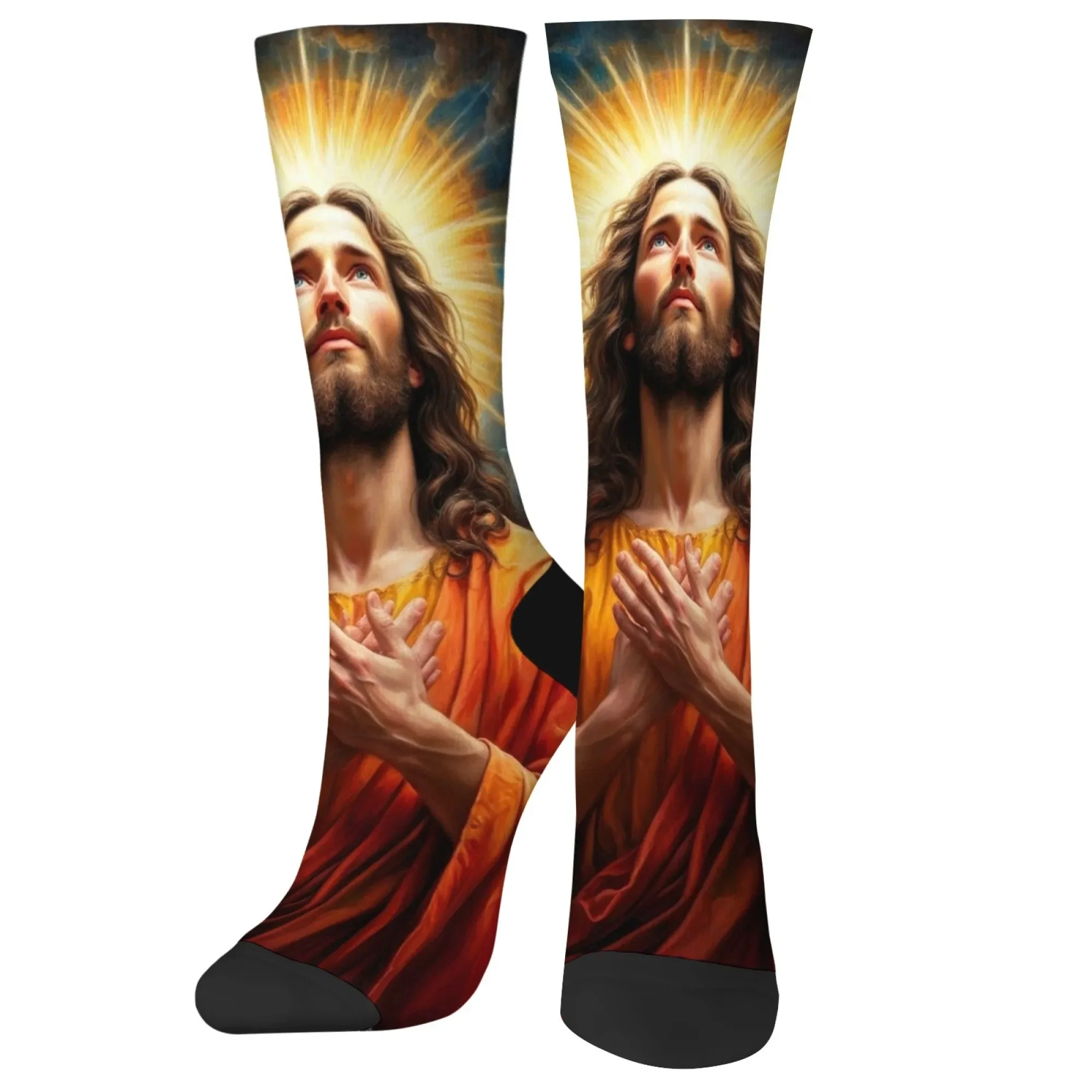 Jezus Christus Art Nieuwigheid Herensokken Retro Stijl Casual Mode Sokken Feestviering Cadeau Zachte Comfortabele Ademende Sokken