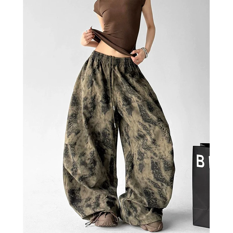 Y2K Print Cargo Pants Women Harajuku Streetwear Baggy Sweatpants Fashion Hip Hop Wide Leg Joggers Summer Pockets Casual Trousers