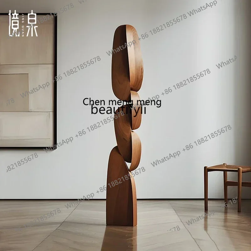 32Hotel sales department staircase decoration creative wood carving floor, soft solid wood sculpture art