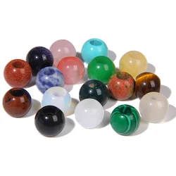 10pcs/lot Large 5mm Hole Natural yellow tiger eye beads loose spacer round big hole gem stone beads for jewelry making bracelet