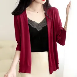 Spring Summer Fashion Women Summer Autumn Thin Sweater Cardigans V Neck Cardigans Female Sexy See Through Outerwear Shrug Tops