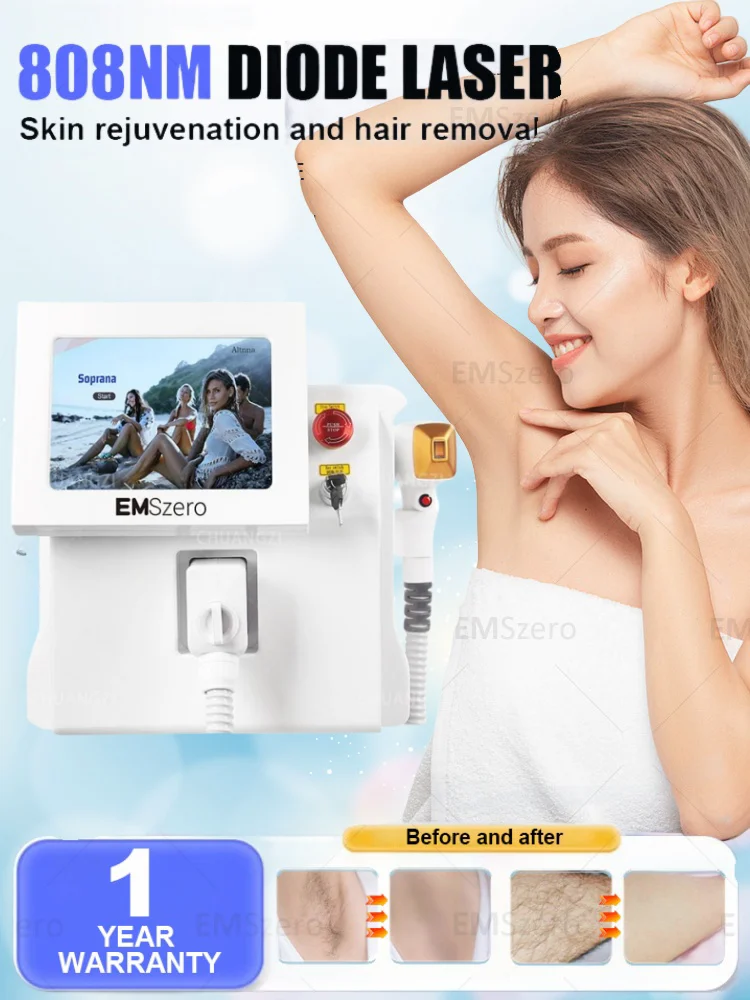 

Portable 808 Diode Laser Hair Removal Machine 3 wavelengths Painless Beautiful Whole Body Skin Rejuvenation Hair Removal