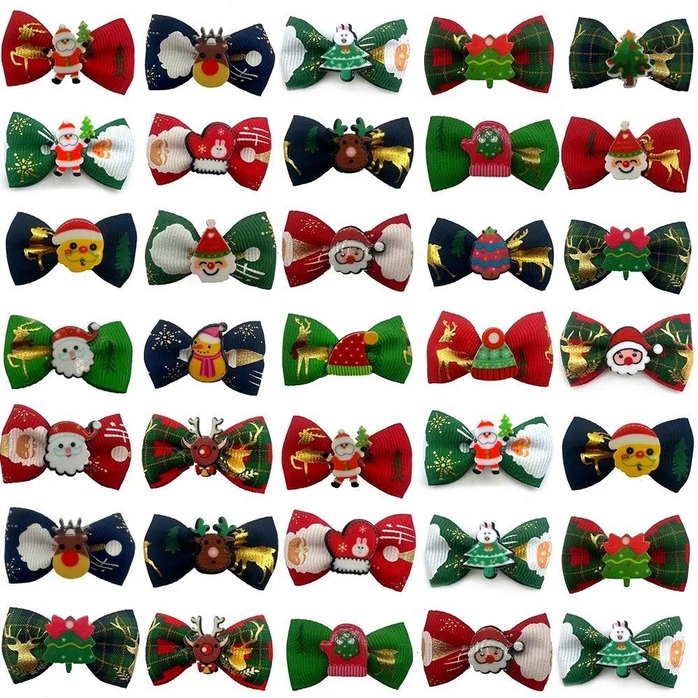 10/20Pcs Christmas Small Dogs Hair Accessories Pet Dog Hair Bows for Puppy Yorkshirk Xmas Dog Cat Grooming Bows Pet Supplies