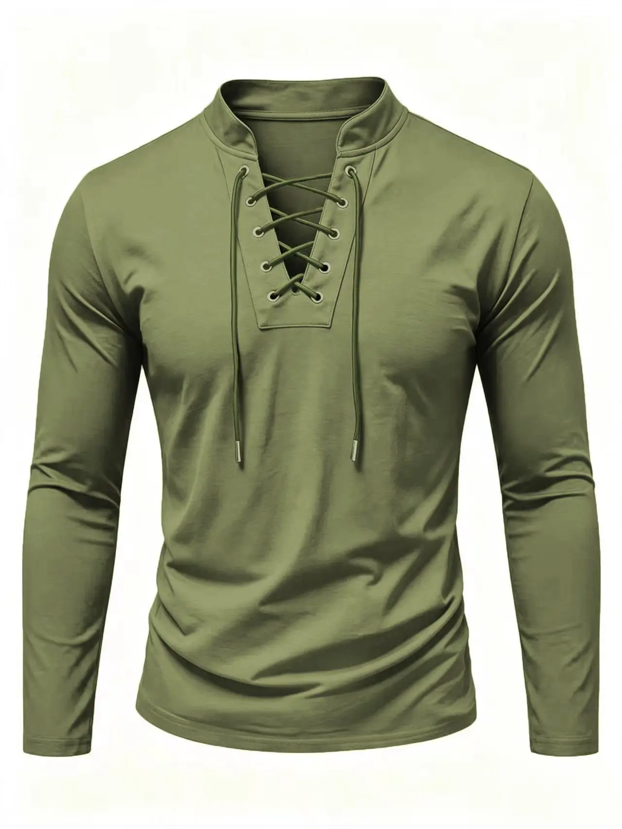 Men's Gothic Punk Long Sleeve Shirt V-neck Cuff Lace-Up Medieval Pirate Streetwear Halloween Costume Dress up Gothic Style Men's