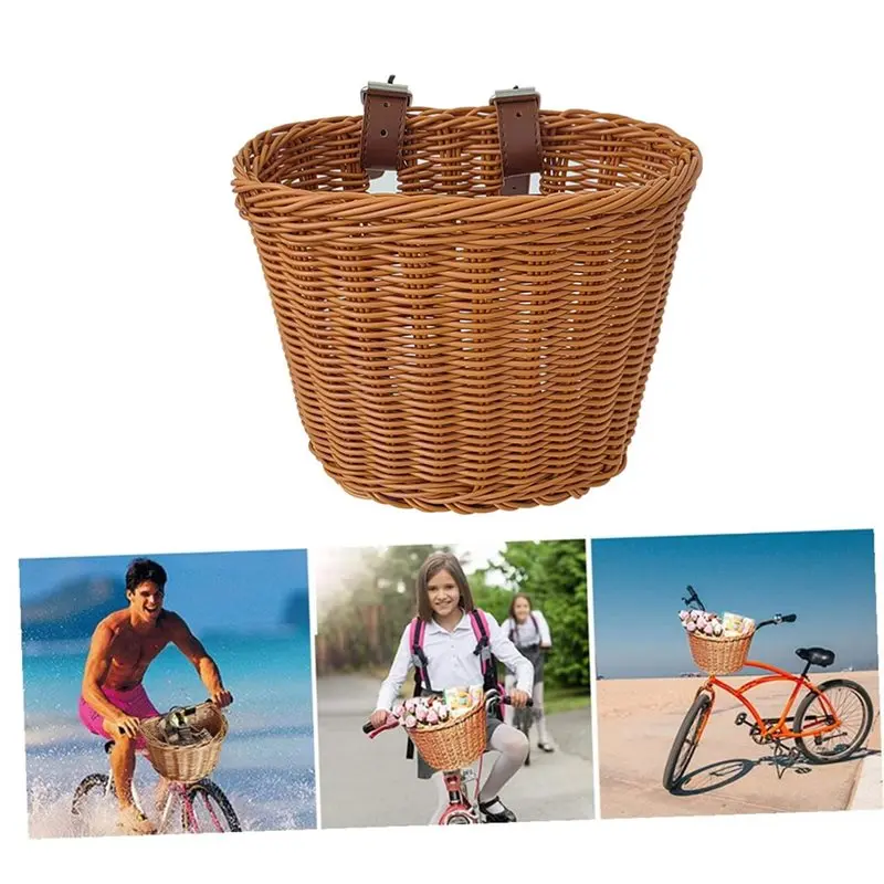 NEW HOT In Stock-Bike Basket Front In Natural Willow For Handmade Wicker Storage Container-Large Capacity For Outdoor Cycling