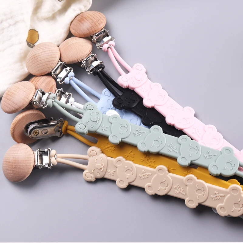 Baby Pacifier Clip Silicone Pacifier Holder With One-piece Design BPA Free, Pacifier Chain With Clip For Teether Toys