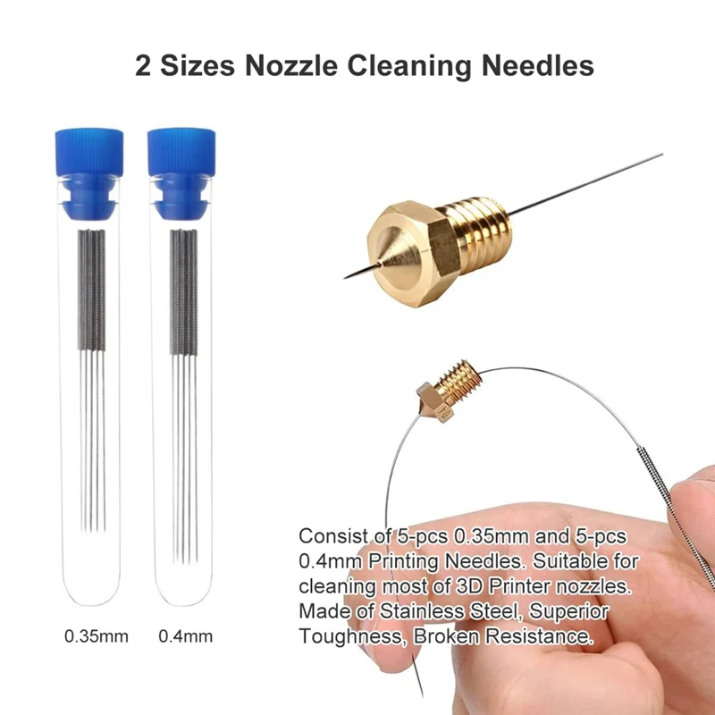Exquisite-Brass MK8 Nozzles 27 PCS 3D Printer Nozzle Cleaning Kit 5-In-1 Wrench Tweezers Brushes Maintenance Tools For 3D Printi