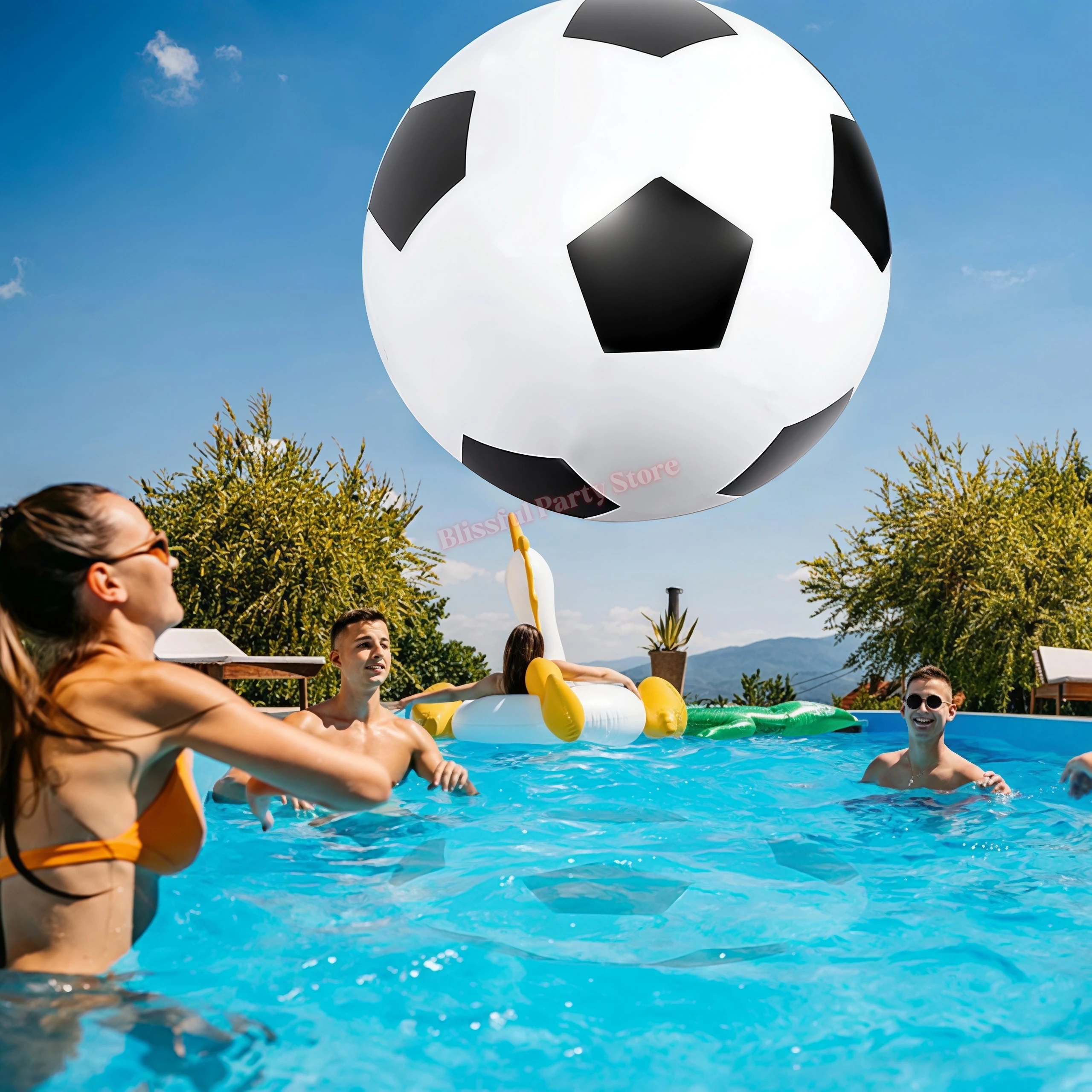 Aufblasbarer Großer PVC-Fußball Strandballons Wasserparty Schwimmbad Kindergarten Outdoor-Spiele Zubehör Party-Requisiten