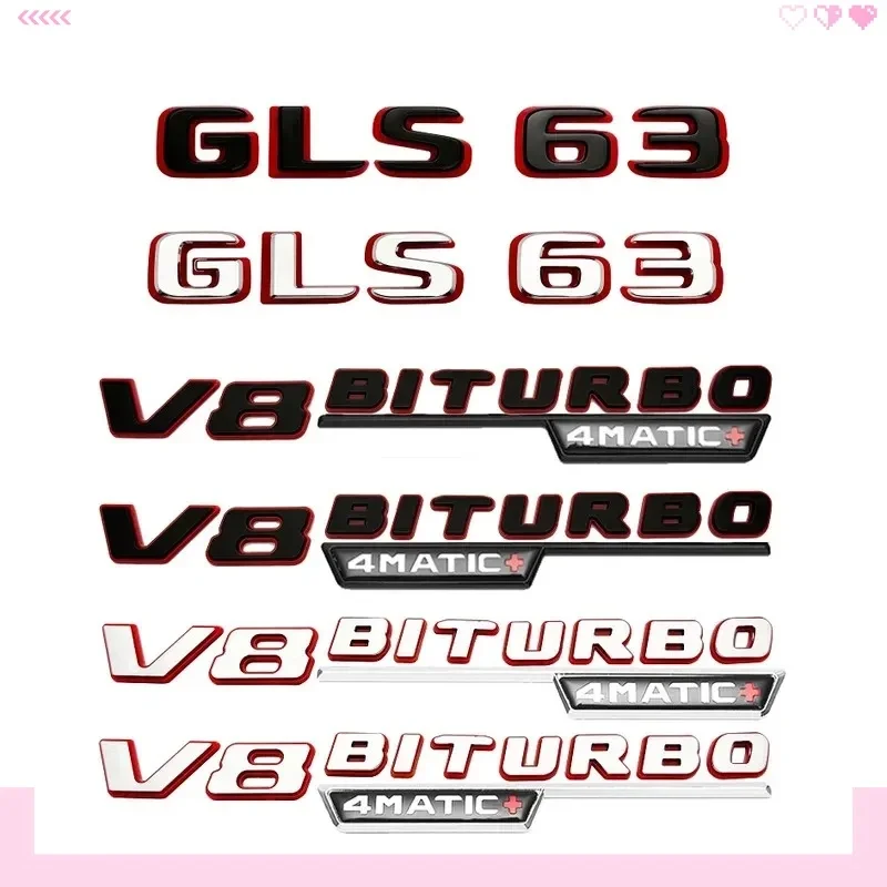 Car Trunk Nameplate Sticker New style Two tone Letters Numbers GLS63 V8 BITURBO 4MATIC+ Emblem for Mercedes Benz X167 X166
