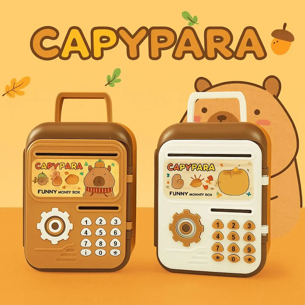 กระปุกออมสินมินิรูปคาปิบาร่าน่ารักพร้อมหูหิ้ว ดีไซน์การ์ตูนน่ารัก กล่องเก็บเหรียญ ฝึกการออมเงิน