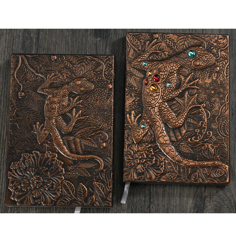 Animal Embossed NoteBook Gecko PU Cover A5 Retro Note Books Journal Gift 200 Pages