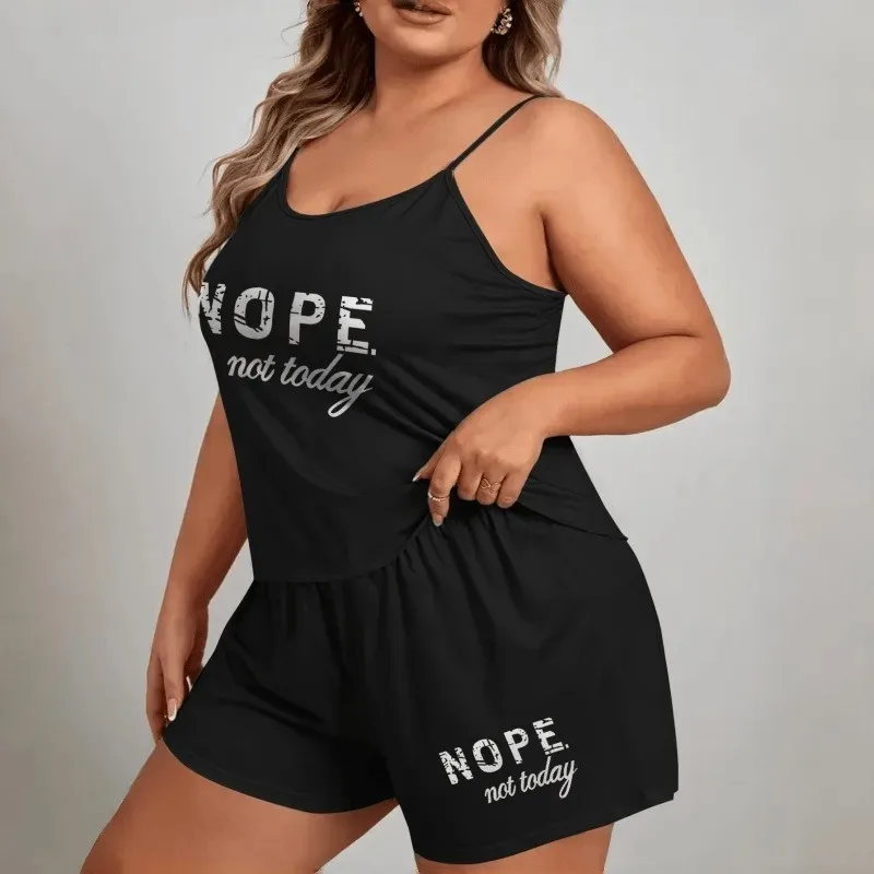 

Large Size Women's Sleepwear Set Shorts for Home Wear Suitable for Outerwear Loose and Comfortable Fit Summer Themed Outfit