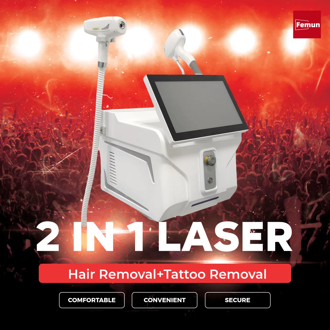 

2 IN 1 NEW Ice Titanium Diode Laser Hair Removal Machine ND：YAG Picosecond Tattoo Removal Machine 4000w