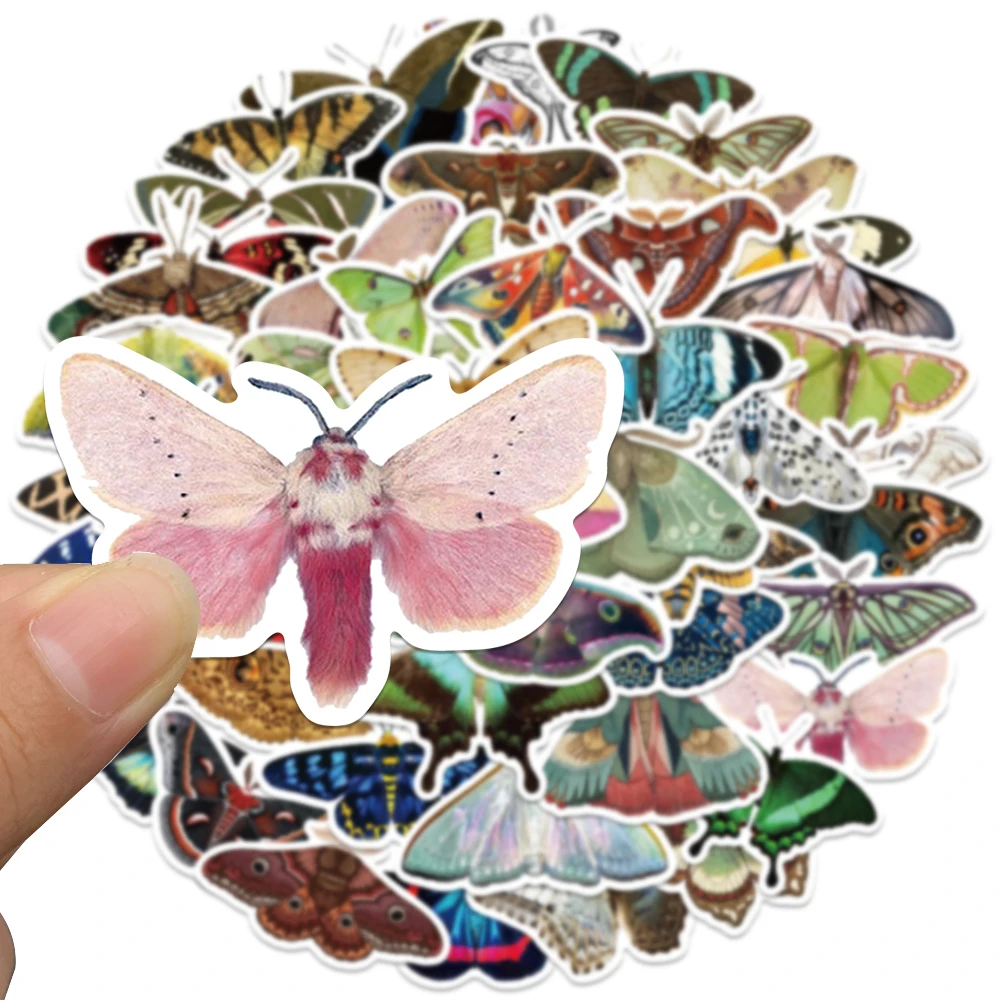 50pcs Vintage Cartoon Aesthetic Moth Stickers Water Bottle Stickers Laptop Luggage Notebook Phone Waterproof Vinyl Decals