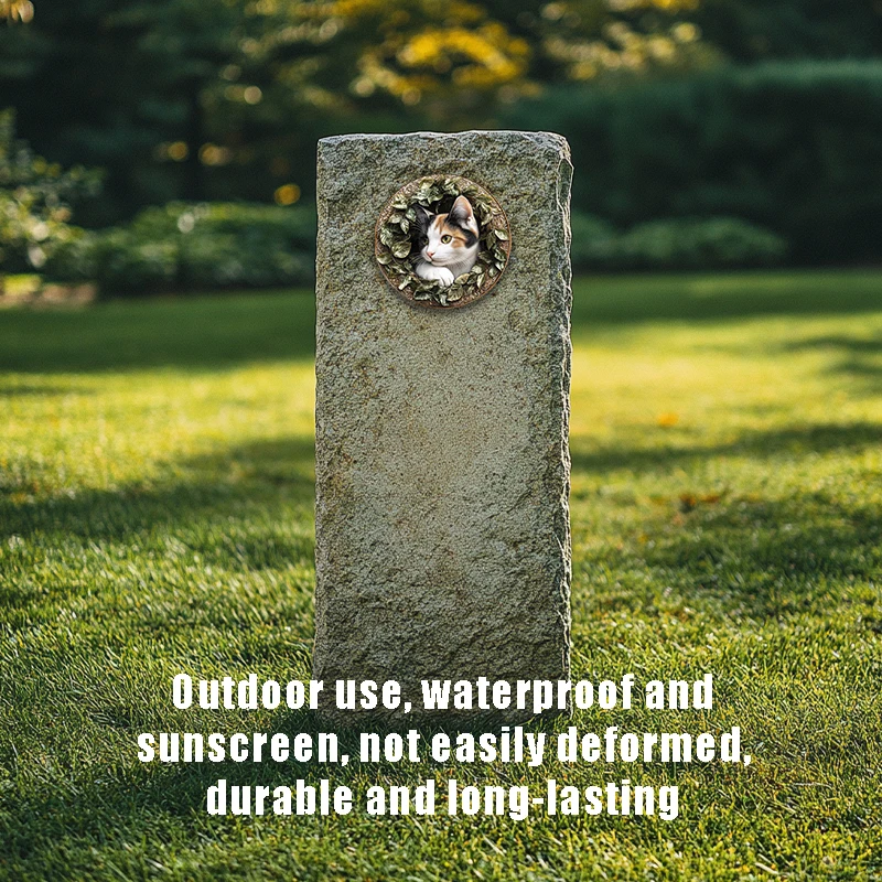 Customizable Circular Aluminum Pet Memorial Decoration - Premium Quality Pet Souvenir Tombstones for Cats & Dogs