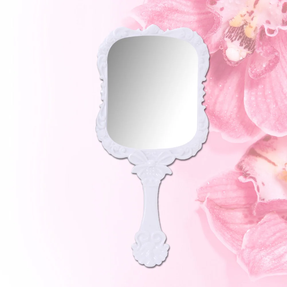 2 pçs espelho de bolso portátil espelho de maquiagem compacto design elegante superfície clara de alta definição ótimo presente para mulher branco