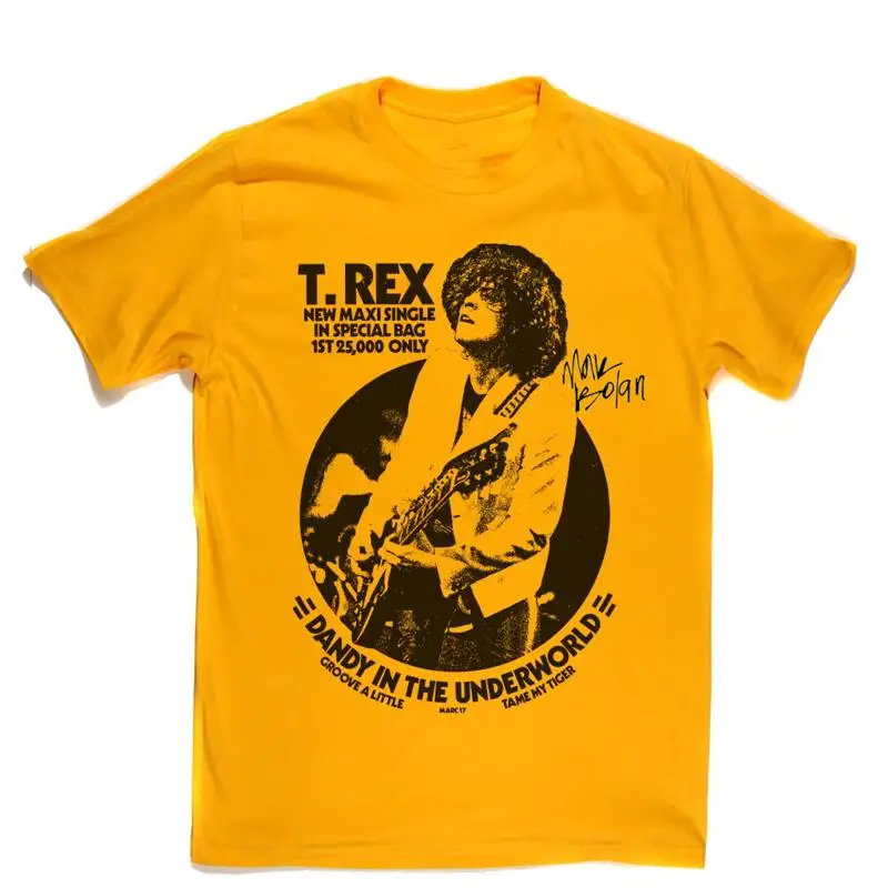 Vtg Marc Bolan T Rex On Tour Heavy Cotton Yellow Shirt S 5XL BL126