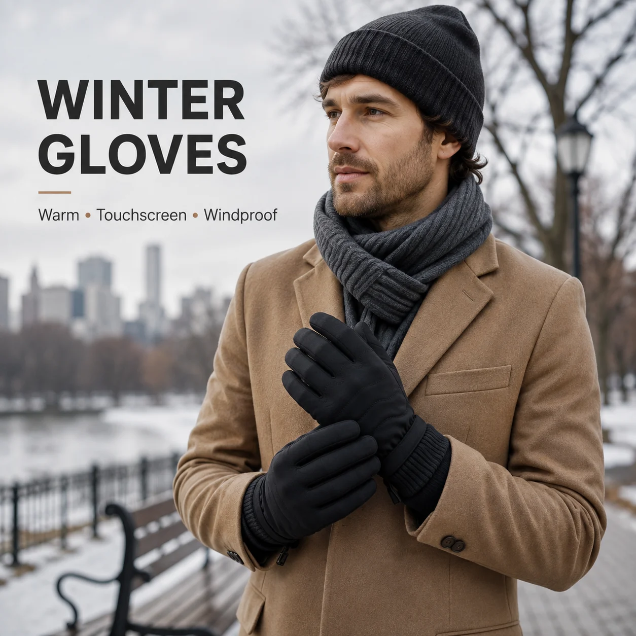 Winter Gloves Men Women Thermal Touchscreen Windproof Water Resistant Anti Slip Gloves for Running Hiking Cycling Outdoor Sports