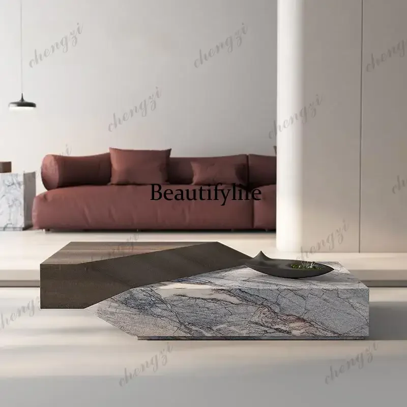 DD Italian Freeform Travertine Coffee Table, Designer Artistic Centerpiece, Heat & Scratch Resistant, Customizable