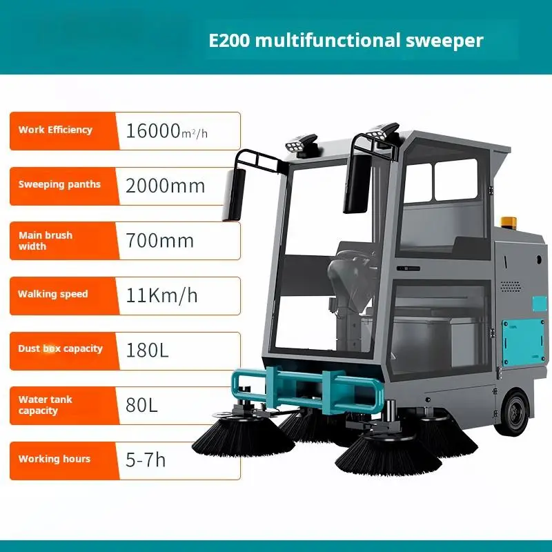 Electric Ride-on Industrial Sweeper Machine Fully Enclosed for Street Road Factory Warehouse Parking Area Cleaning